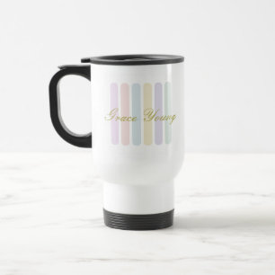Pastel Vertical Stripes Script Name Travel Mug