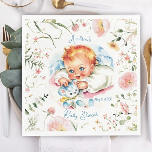 Pastel Vintage Baby Girl Baby Shower Napkin