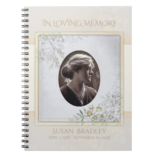 Pastel Vintage Flowers Funeral Memorial Guest Book (Front)