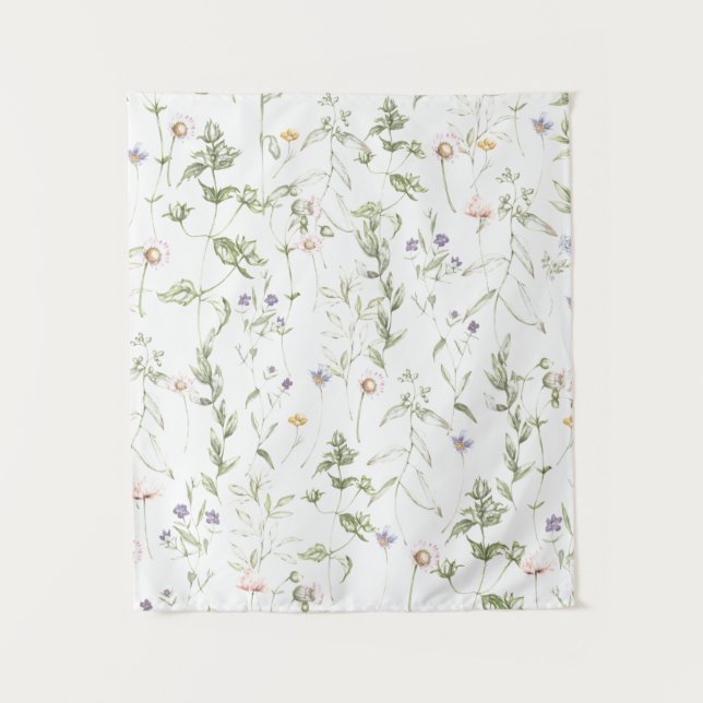 Pastel Vintage Flowers Tapestry (Front)