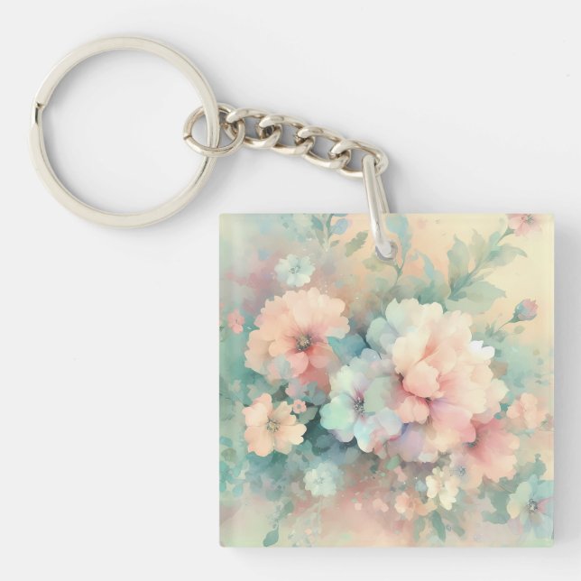 Pastel Vintages Roses  Key Ring (Front)