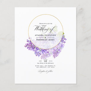 Pastel Violet and Gold Geometric Herbarium Wedding Flyer
