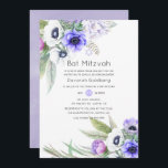 Pastel Violet and Plum Floral Bat Mitzvah Invitation<br><div class="desc">Anemone floral bat mitzvah invitation in pastel violet hues.</div>