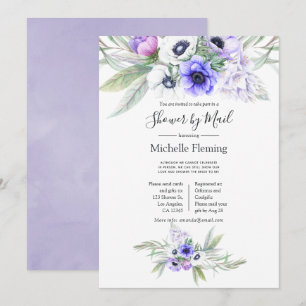 Pastel Violet Floral Baby or Bridal Shower by Mail Invitation