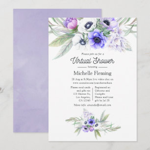 Pastel Violet Floral Virtual Shower Invitation