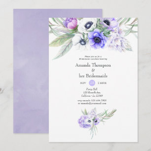 Pastel Violet Floral Wedding Bridesmaids Luncheon Invitation