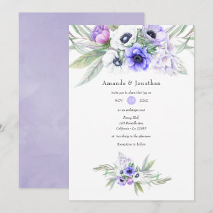 Pastel Violet Floral Wedding Invitation