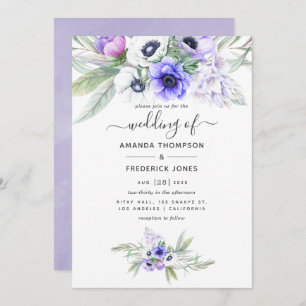 Pastel Violet Floral Wedding Invitation