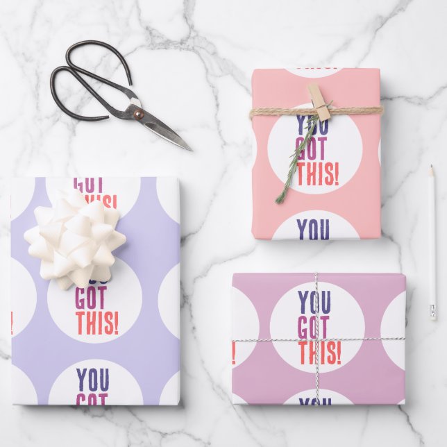 Pastel violet pink motivational You Got This Wrapping Paper Sheet (Front)
