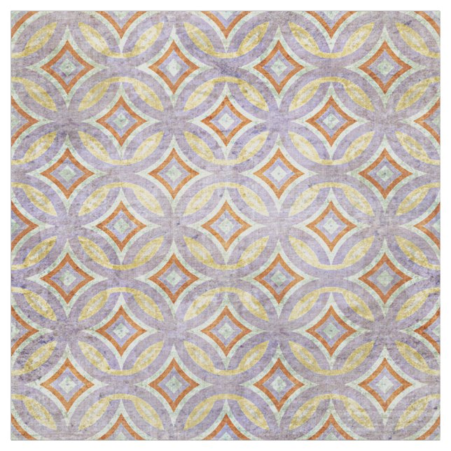 Pastel Violet Purple Orange Circles Mosaic Pattern Fabric (Swatch)
