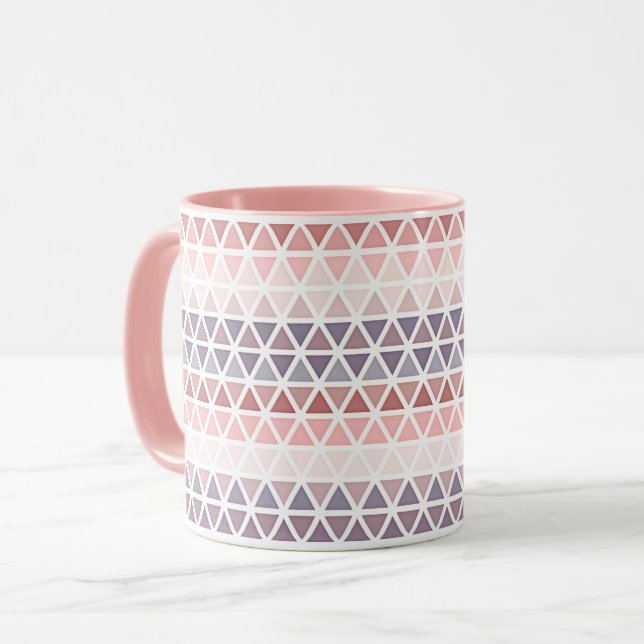 Pastel Violet Purple Pink Mauve Triangle Pattern Mug (Front Left)