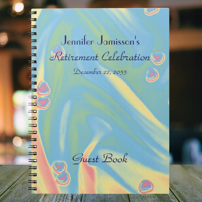 Pastel w/ Pink Hearts Retirement Party Guest Book (Creator Uploaded)