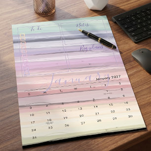 Pastel Watercolor Abstract Boho Office Desk Calendar