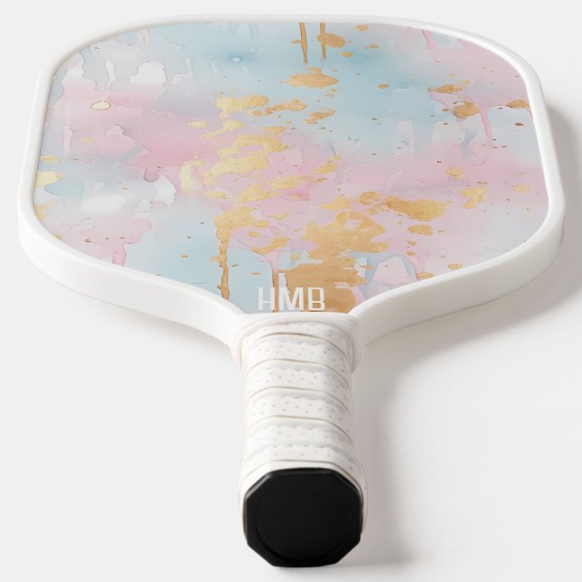 Pastel Watercolor Abstract Personalised Pickleball Paddle (Laydown)