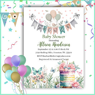 Pastel Watercolor Baby Shower  Invitation