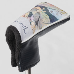 Pastel Watercolor Birds & Butterflies Personalised Golf Head Cover