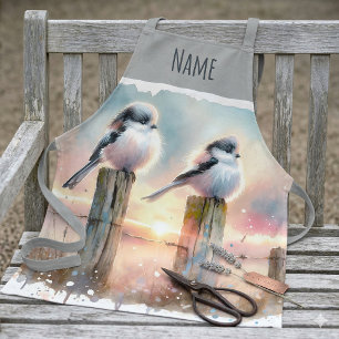 Pastel Watercolor Birds Fencepost Sunset Apron
