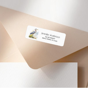 Pastel Watercolor Blue Heron Address Label
