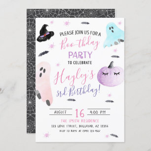 Pastel Watercolor Boothday Ghost Invite