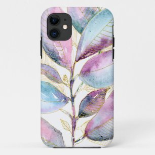 Pastel Watercolor Botanical Leaves Spiral Notebook iPhone 11 Case