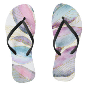 Pastel Watercolor Botanical Leaves Spiral Notebook Flip Flops
