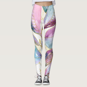 Pastel Watercolor Botanical Leaves Spiral Notebook Leggings