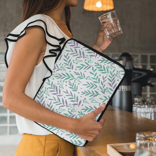 Pastel watercolor branches purple and green laptop sleeve (Creator Uploaded)