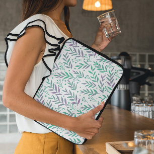 Pastel watercolor branches purple and green laptop sleeve