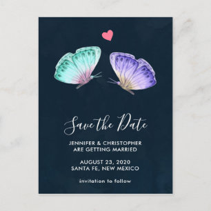Pastel Watercolor Butterflies Wedding Postcard