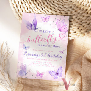 Pastel Watercolor Butterfly Birthday Invitation
