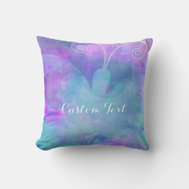Pastel Watercolor Butterfly Colourful Spring Cushion (Front)
