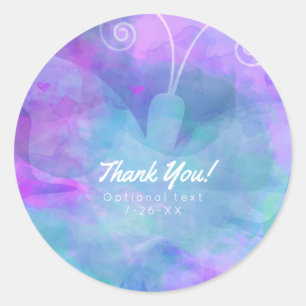 Pastel Watercolor Butterfly Party Custom Favour Classic Round Sticker
