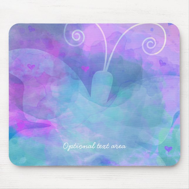 Pastel Watercolor Butterfly Personalised Custom Mouse Mat (Front)