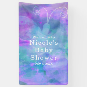 Pastel Watercolor Butterfly Personalised Party Banner