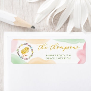 Pastel Watercolor Chick And Wreath Cute Easter