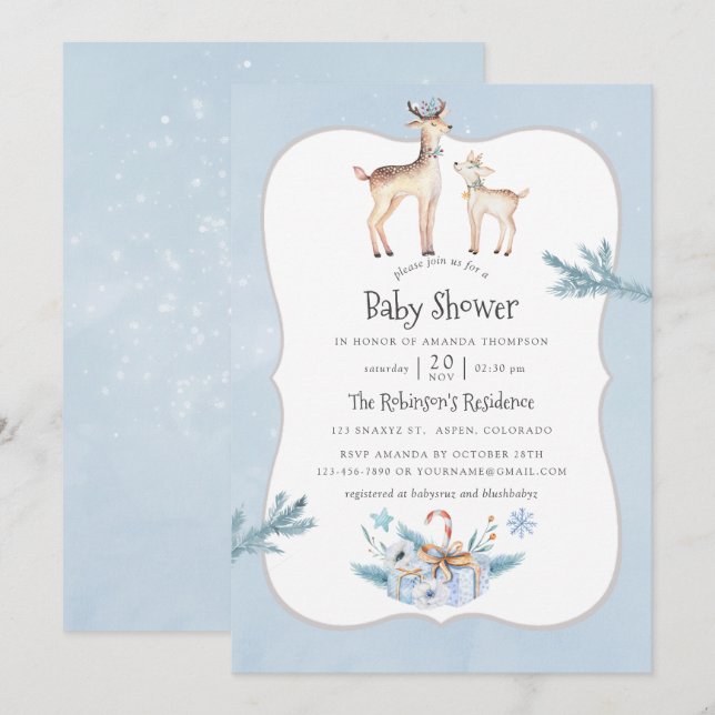 Pastel Watercolor Christmas Holiday Baby Shower Invitation (Front/Back)