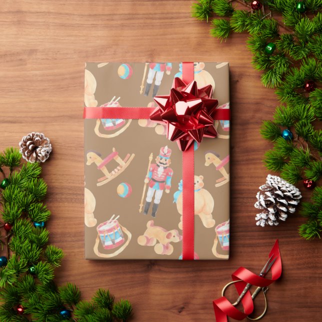 Pastel Watercolor Christmas Toys Wrapping Paper (Holiday Gift)