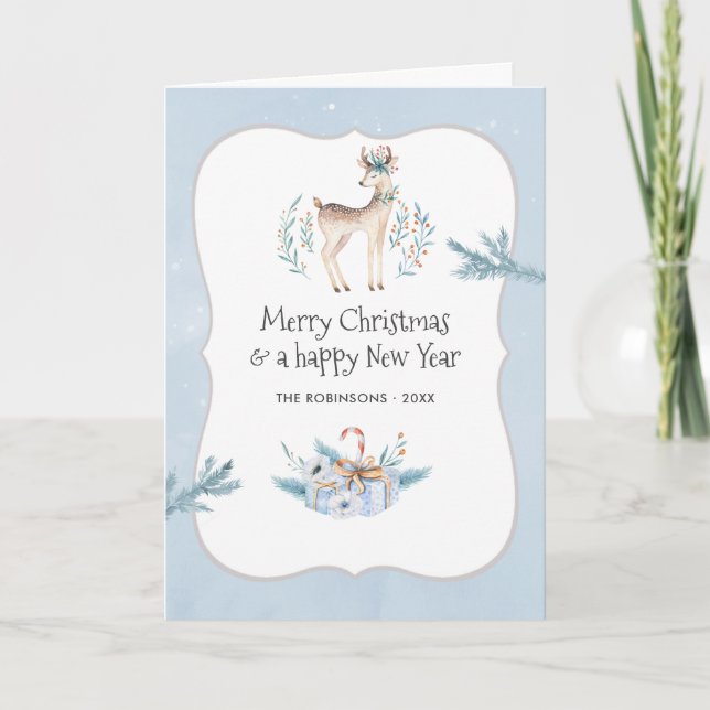 Pastel Watercolor Christmas Winter Holiday Photo (Front)