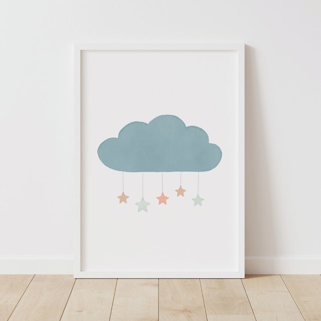 Pastel Watercolor Cloud and Stars Nursery Poster (Creator Uploaded)