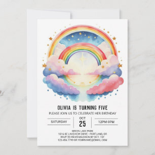Pastel Watercolor Clouds Girl Birthday Invitation