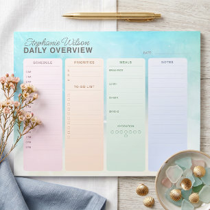 Pastel Watercolor Coastal Daily Organiser Planner Notepad