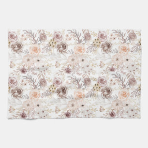 Pastel Watercolor Colourful Roses Tea Towel
