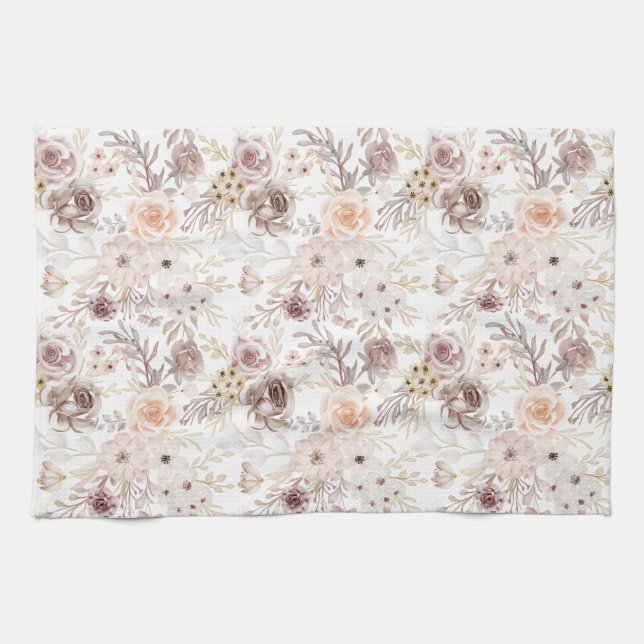 Pastel Watercolor Colourful Roses Tea Towel (Horizontal)