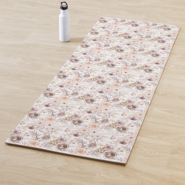 Pastel Watercolor Colourful Roses Yoga Mat (In Situ)
