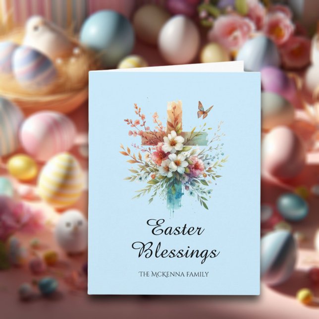 Pastel Watercolor Cross Gospel Christian Easter  Card (Creator Uploaded)