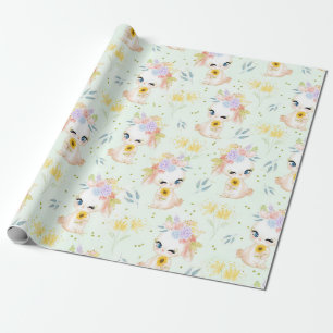 PASTEL WATERCOLOR CUTE EASTER BUNNIES WRAPPING PAPER