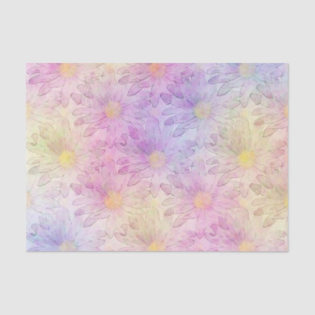Pastel Watercolor Daisy Pattern Tissue Paper (Front)
