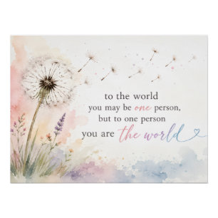 Pastel Watercolor Dandelion Inspirational Quote Poster