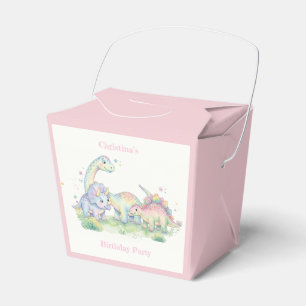 Pastel Watercolor Dinosaur Birthday Party Favour Box