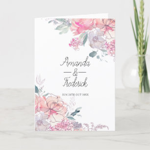 Pastel Watercolor Doodle Floral Wedding Wedding Programme